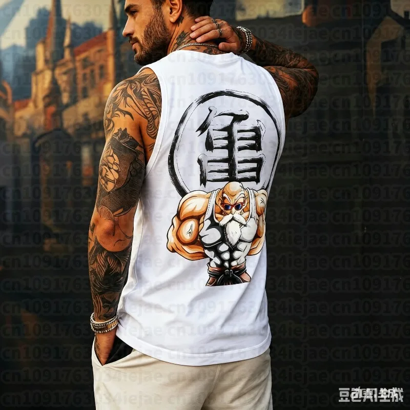 Master Roshi Kid Super Saiyan Dragon Ball Harajuku Spring Summer Tank Top Fitness Casual Running Sports Sleeveless T-Shirt Y2K