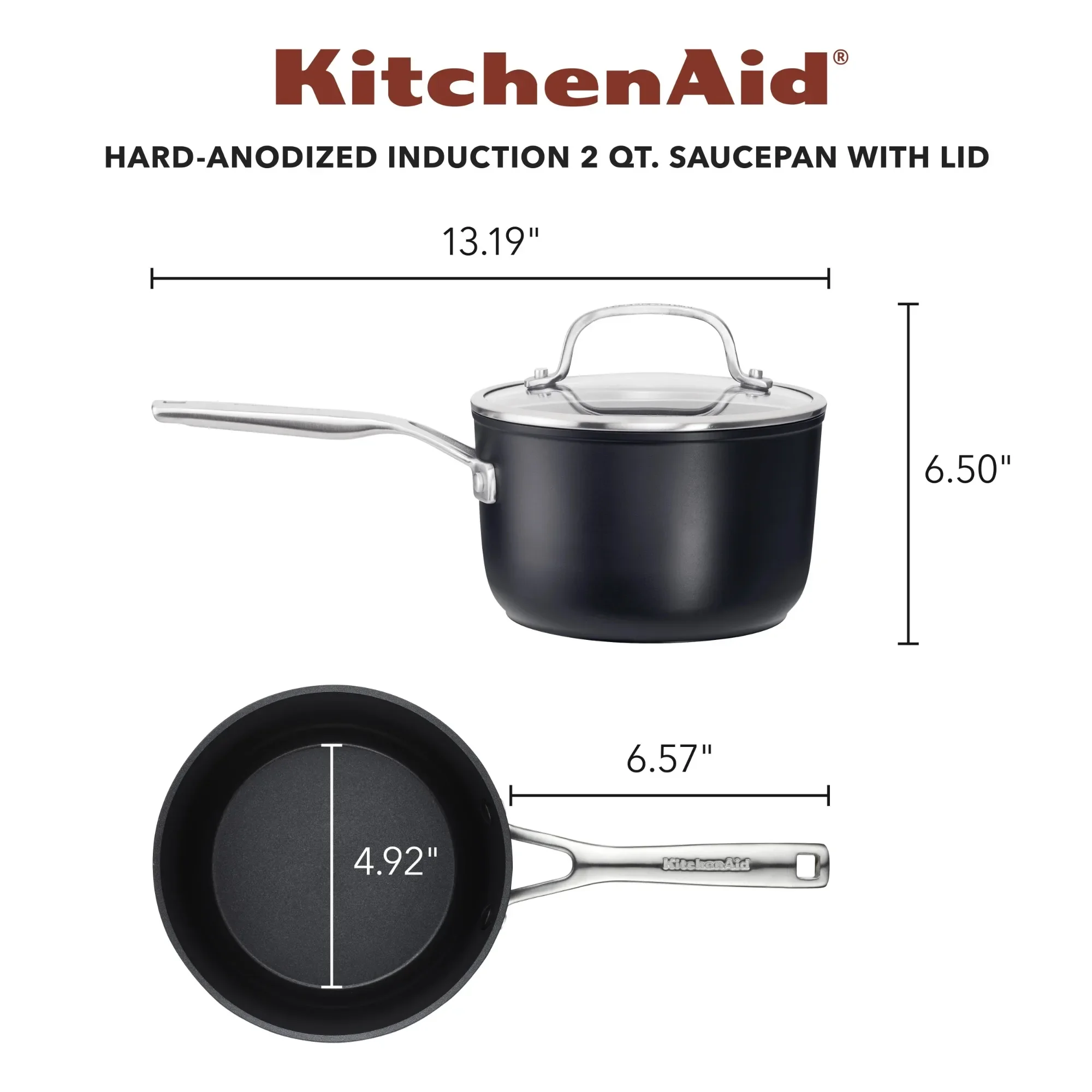 

Hard-Anodized Induction Nonstick Sauce Pan with Lid, 2-Quart, Matte Black
