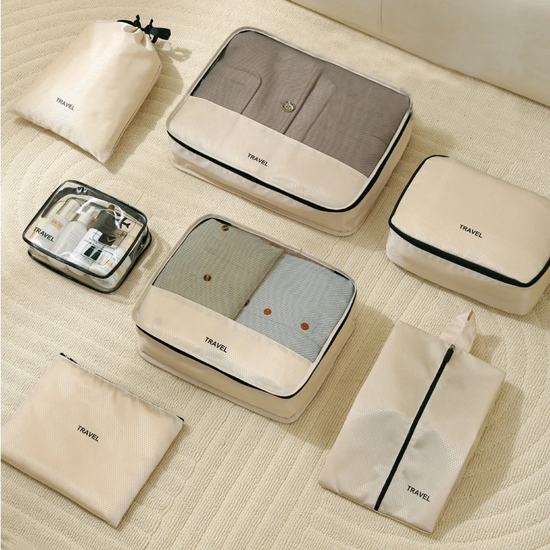 Set 3 Buah Tas Penyimpanan Pakaian Travel Tahan Air Kubus Kemasan Jaring Terlihat Koper Travel Kantong Organizer Bagasi