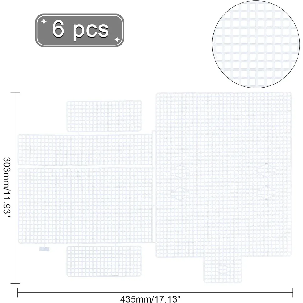 6pcs Plastic Mesh Canvas Bag Sheets Irregular Plastic Net Cover Acrylic Yarn Crafting Knit and Crochet Projects