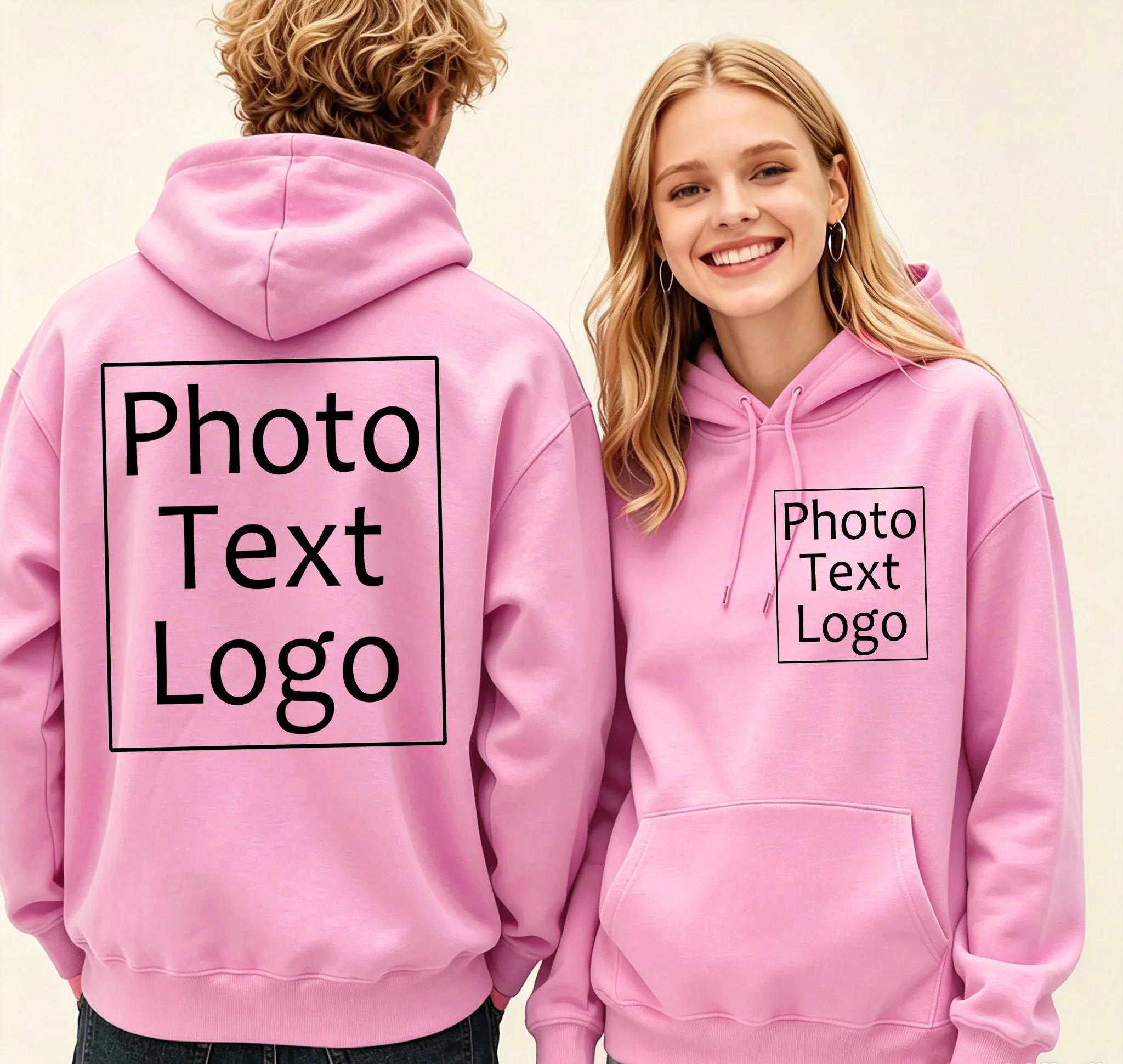 Couple Personalized DIY Customized Hoodie Autumn Casual Loose Pullover Pocket All-Match Clothing Female Sport Commute Streetwear