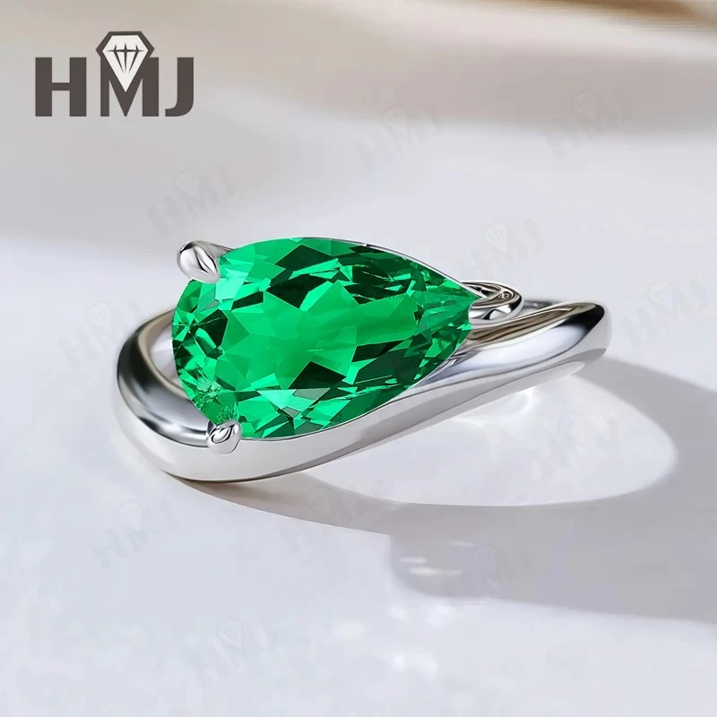 

Кольцо с 3 зубцами грушевидной огранки, выращенные в лаборатории драгоценные камни, рубин, сапфир, изумруд, стерлинговое серебро 925 пробы, позолоченное 18-каратное обручальное кольцо, гипоаллергенное