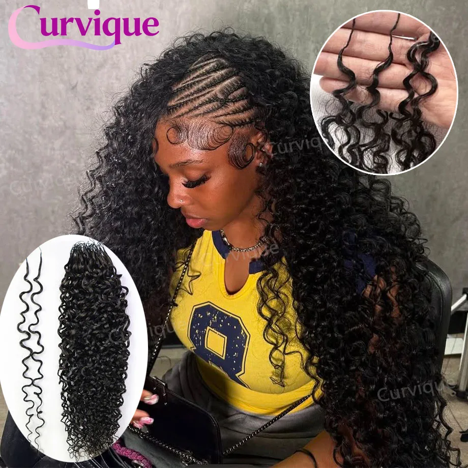 Human Hair Curly Crochet Hair Pre Separated Knotless Deep Wave Bundles Crochet Human Hair Extensions For Black Women