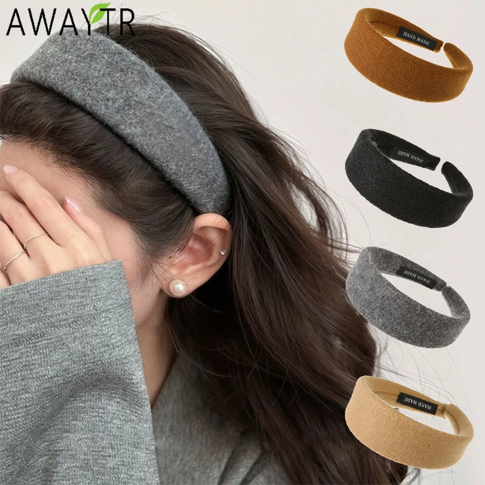 

AWAYTR теплая нейтральная шерстяная повязка для волос, модная тканевая женская повязка для волос, плетеная повязка на голову с обручем для взрослых девочек, головные уборы