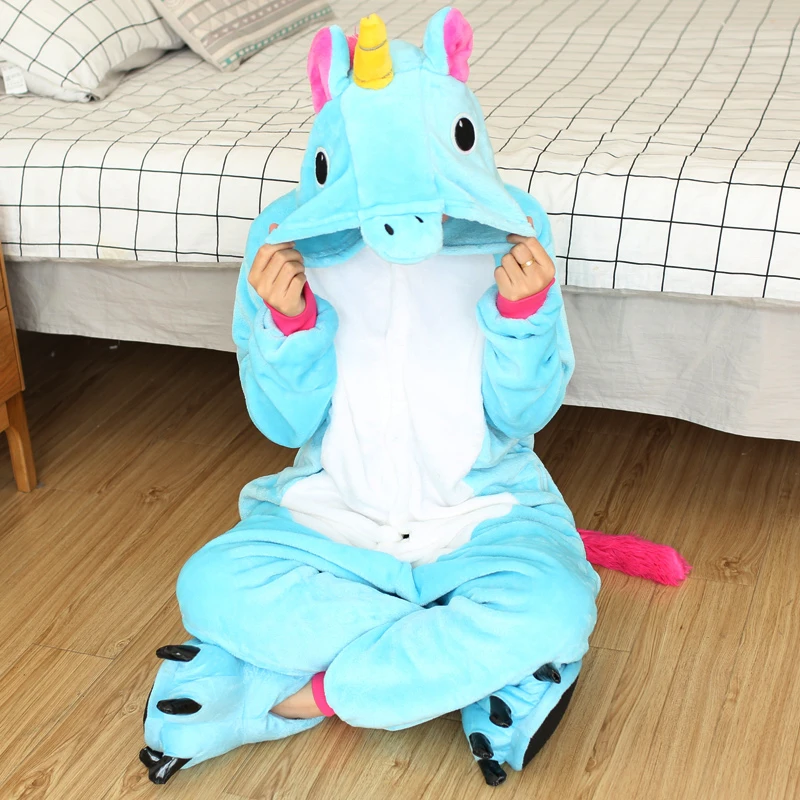 Adults Animal Pajamas Women Men Sleepwear Unisex All in One Pyjamas Animal Suits Cosplay Unicorn Garments Pijama Winter Onesies