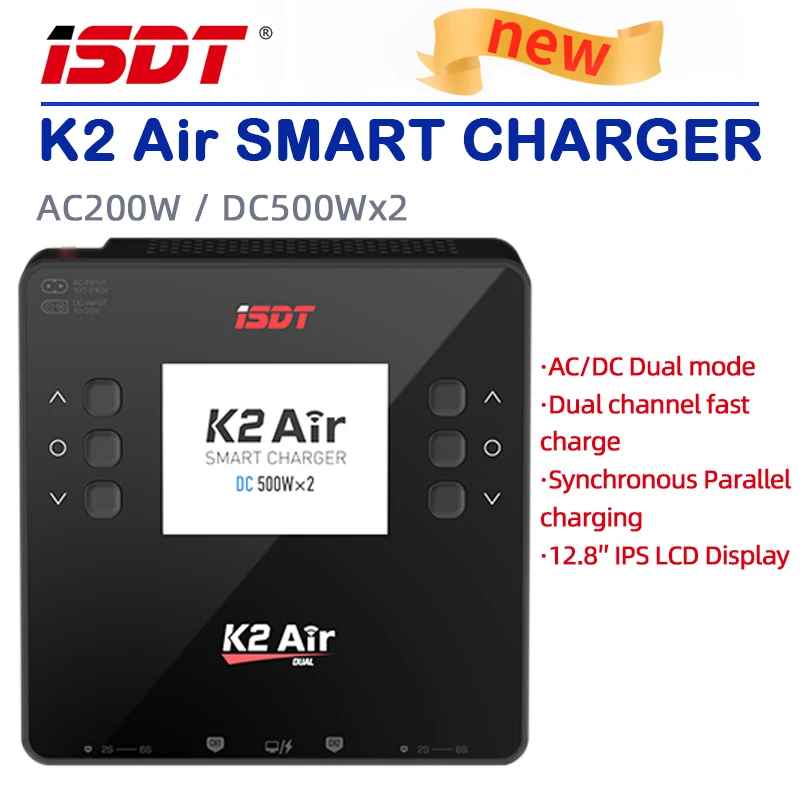 (New Spot) ISDT K2 Air Smart Charger Dual Mode Dual Channel AC 200W/DC 500W*2 UBS Interface