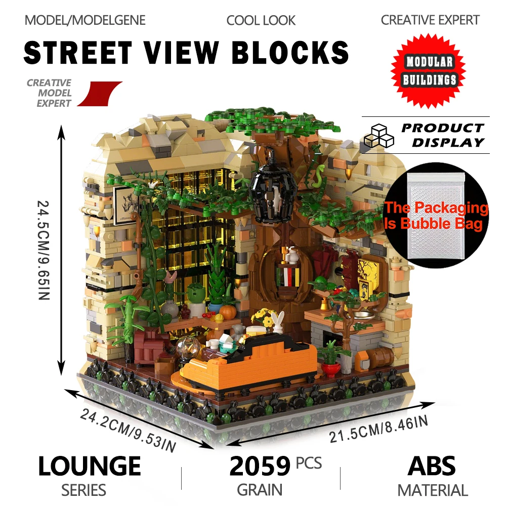 

Hufflepuff College Common Room Street View Model Building Blocks Assembly Sets DIY Bricks Toy Christmas Gift For Kids 2059PCS