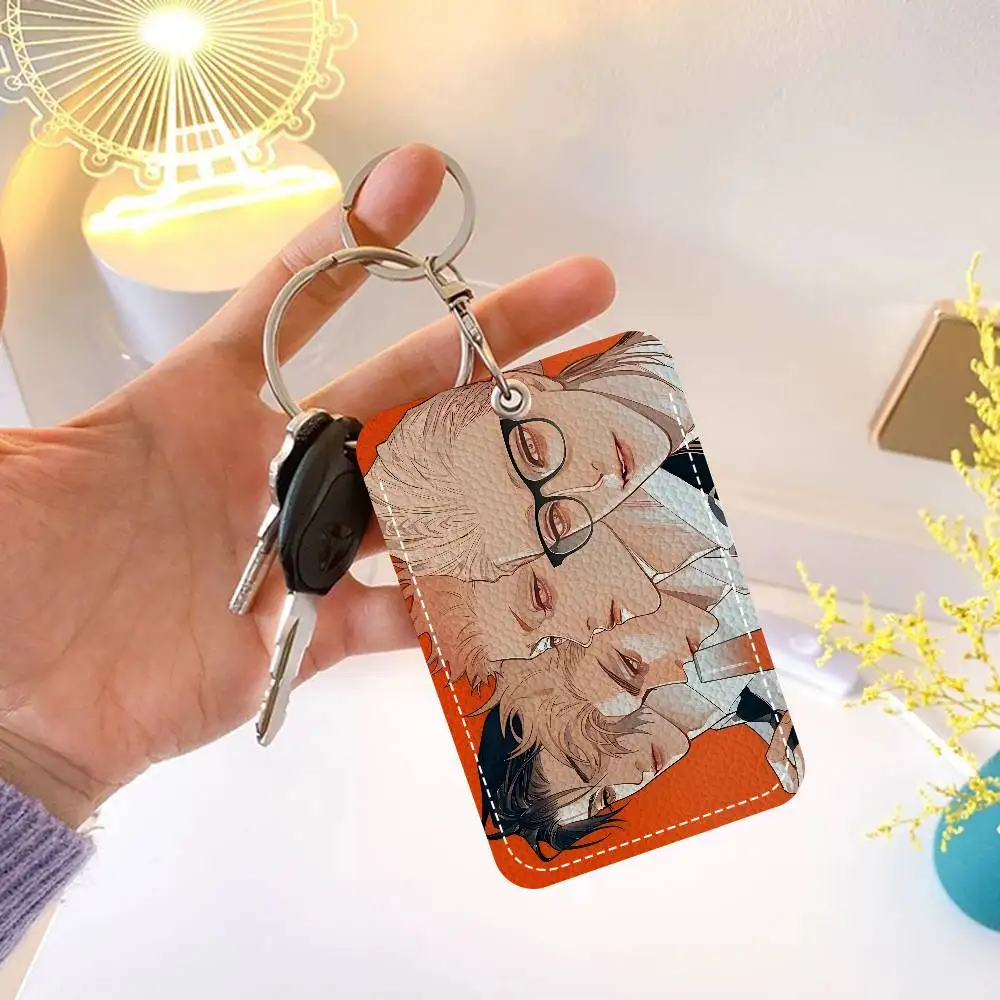 19 Days Comics 1Pc Access Card Case Leather Card Holder Keychain Key Ring Door Access Tags ID Card Case Keychain