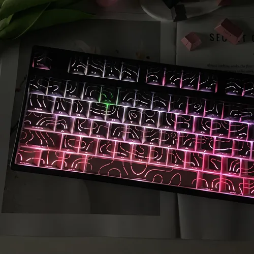 Imagen 2 del producto Teclas con brillo lateral degradado de línea, teclas personalizadas PBT con perfil Cherry para teclado mecánico 60% 65% 75% 96% 98% 100%