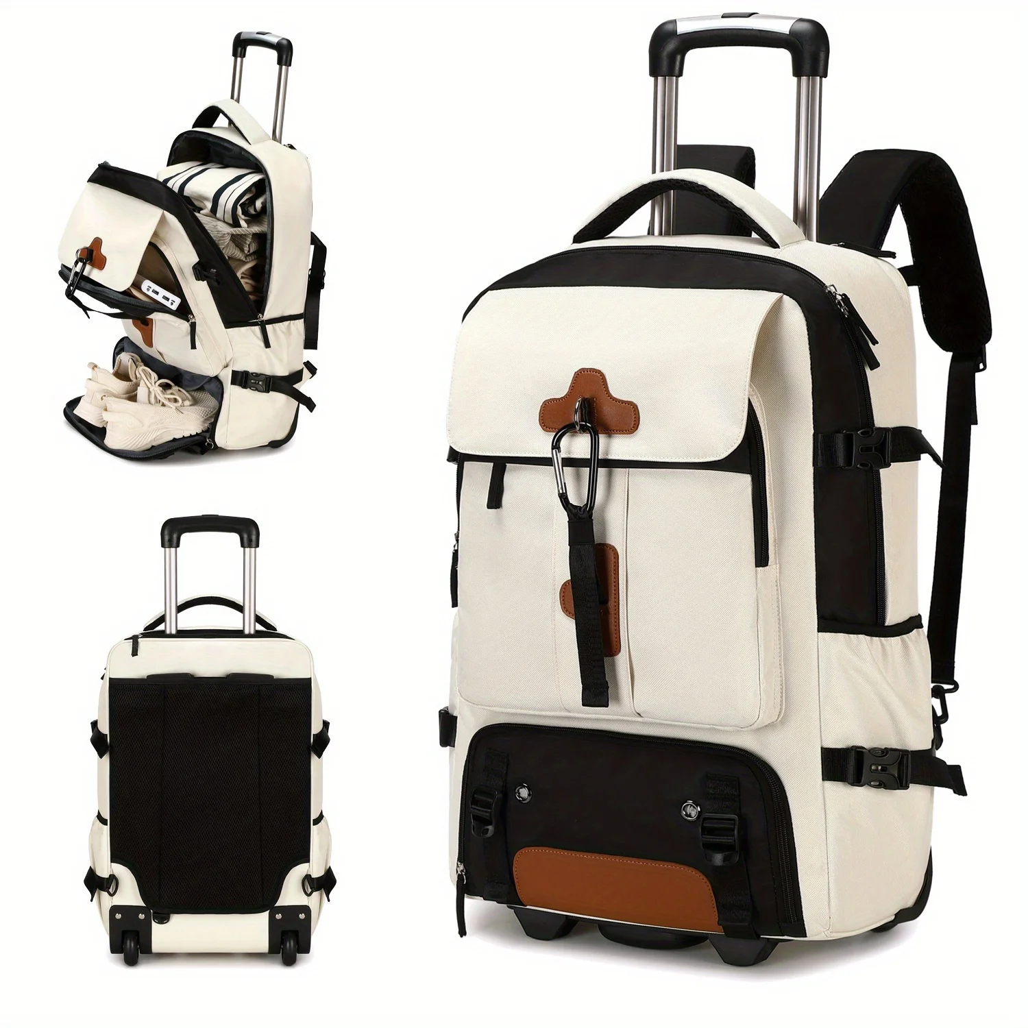 

Men Women Business Backpacks With Wheels&Drawbars Oxford Cloth Large Capacity Travel Backpack Waterproof Outdoor Hiking Bag