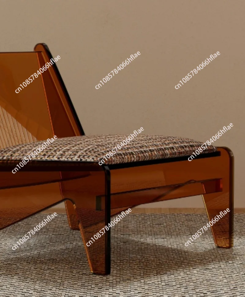 Retro Grid Cushion Acrylic Chair & Stool, Custom Sizes Optional Colors Acrylic Leather Sofa Support Wholesale Furniture