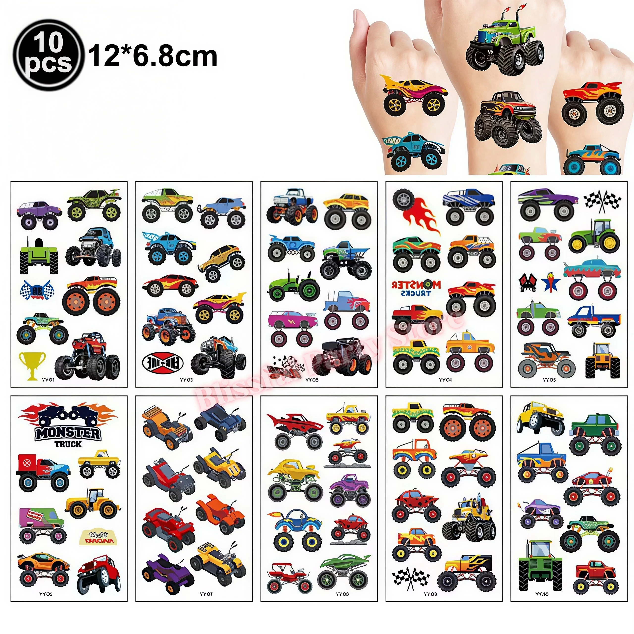 Monster Truck Party-Zubehör Jungen Rennwagen-Party-Dekorationen Teller Becher Luftballons Banner für Kinder Jungen 2. Geburtstag Party-Dekorationen – Detail 16