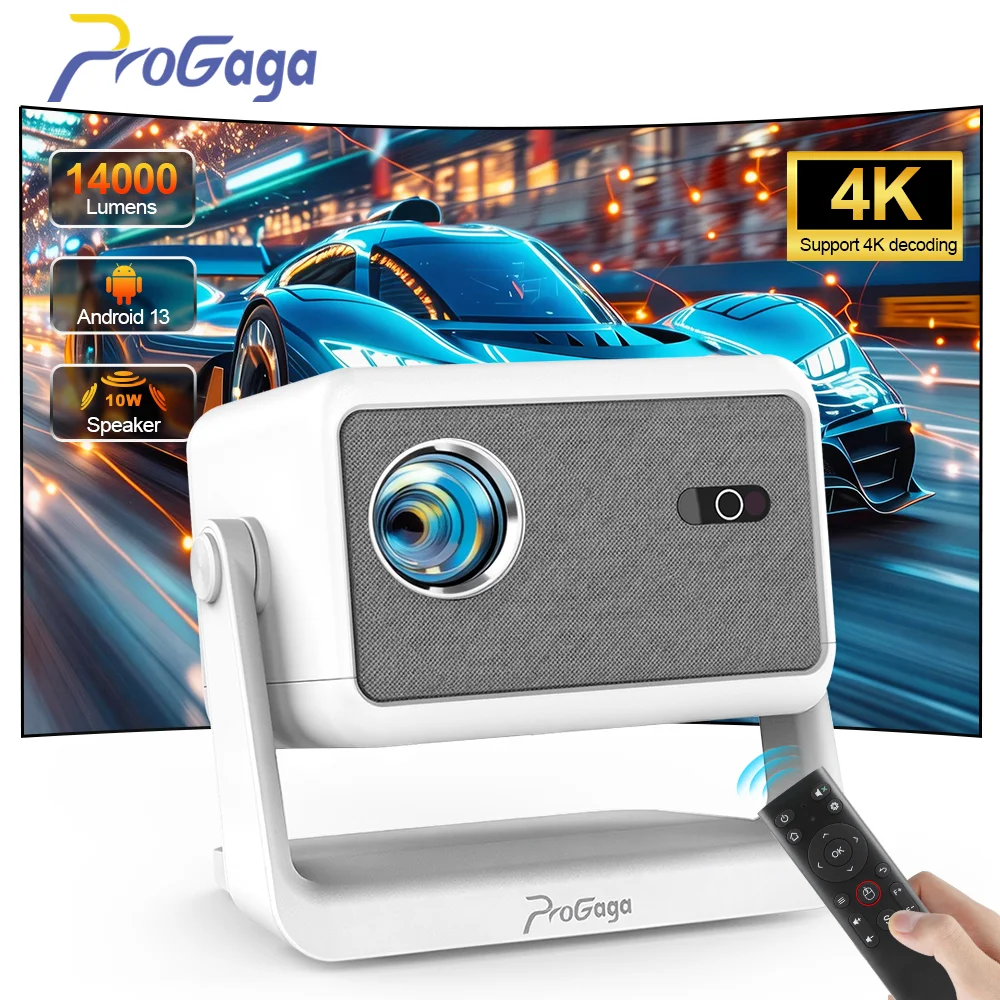 

Проектор PROGAGA PG370MAX, нативное разрешение 1080P, Android, 700 ANSI люмен, 14000 люмен, Wi-Fi, мини-портативный проектор для домашнего кинотеатра, проектор для видео 4K