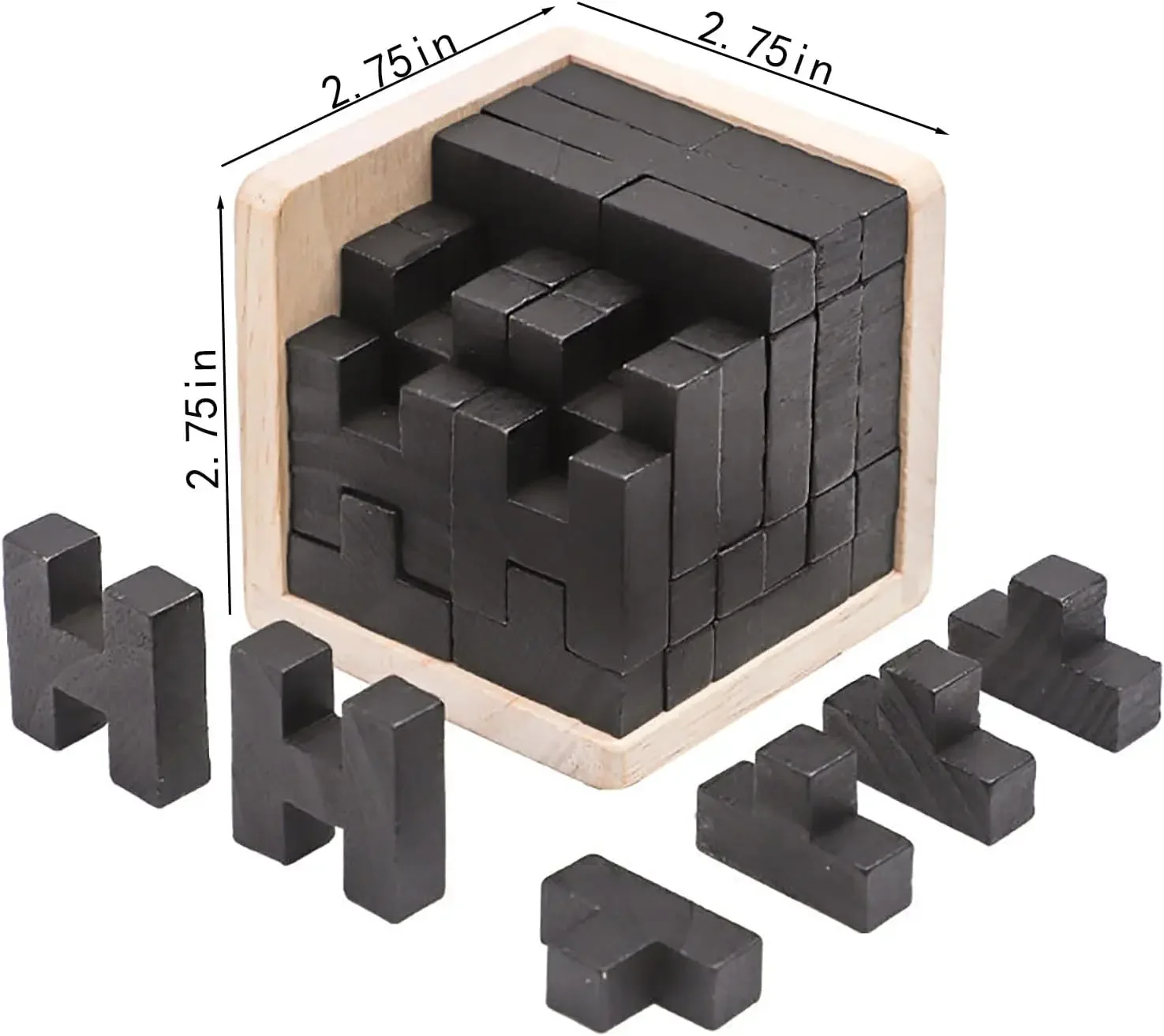 Casse-tête en bois, puzzle de compétences en forme de constructeur, jouet éducatif pour enfants et adultes (forme T et H noire)
