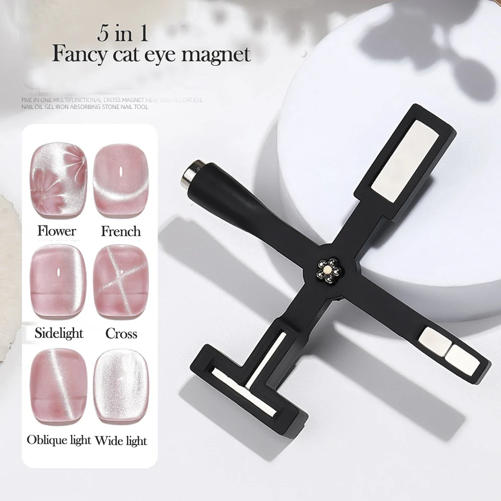 1szt 5 w 1 Wielofunkcyjny magnes do paznokci Cat Eye Pink Cross Magnetic Stick Nails Gel Polish Line Effect White DIY Nail Art Tools