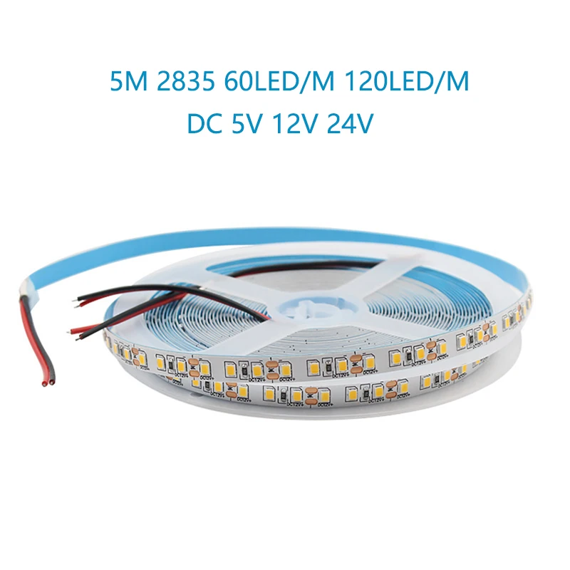 DC 5V 12V 24V 2835 Led Strip 5m White Tape Light Ribbon Not Waterproof 5 12 24 V Volt LED Strip Tape Lamp  Flexible Kitchen Home