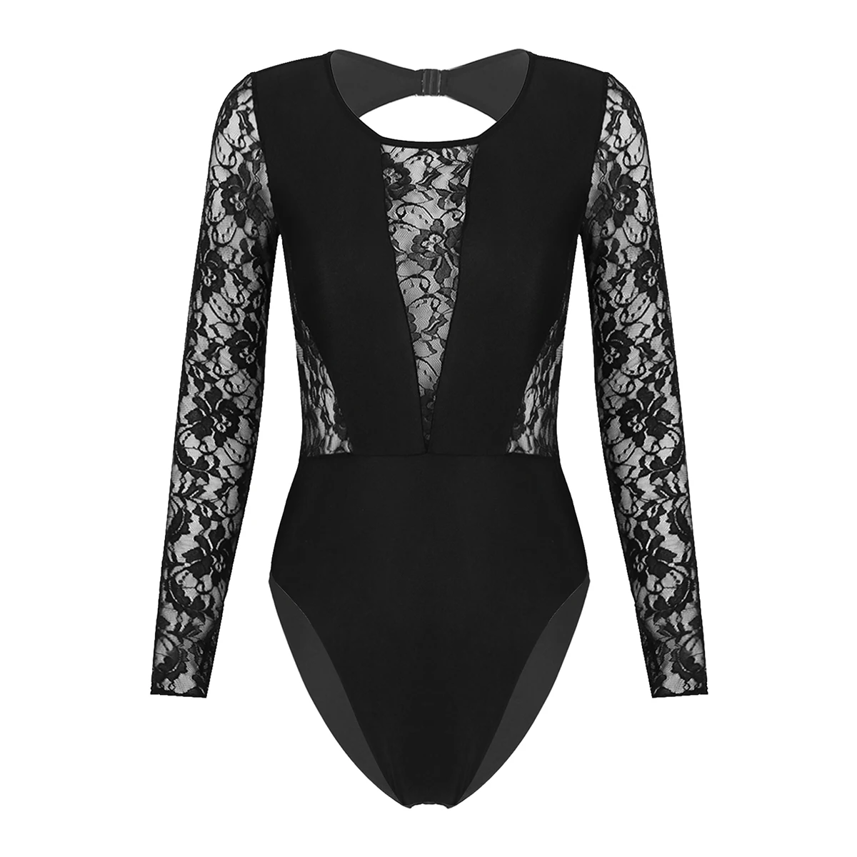 

Women Leotard Ballet Professional Competition Dance Wear Adult Lace Long Sleeve Backless Dance Gymnastics Leotards Jumpsuit