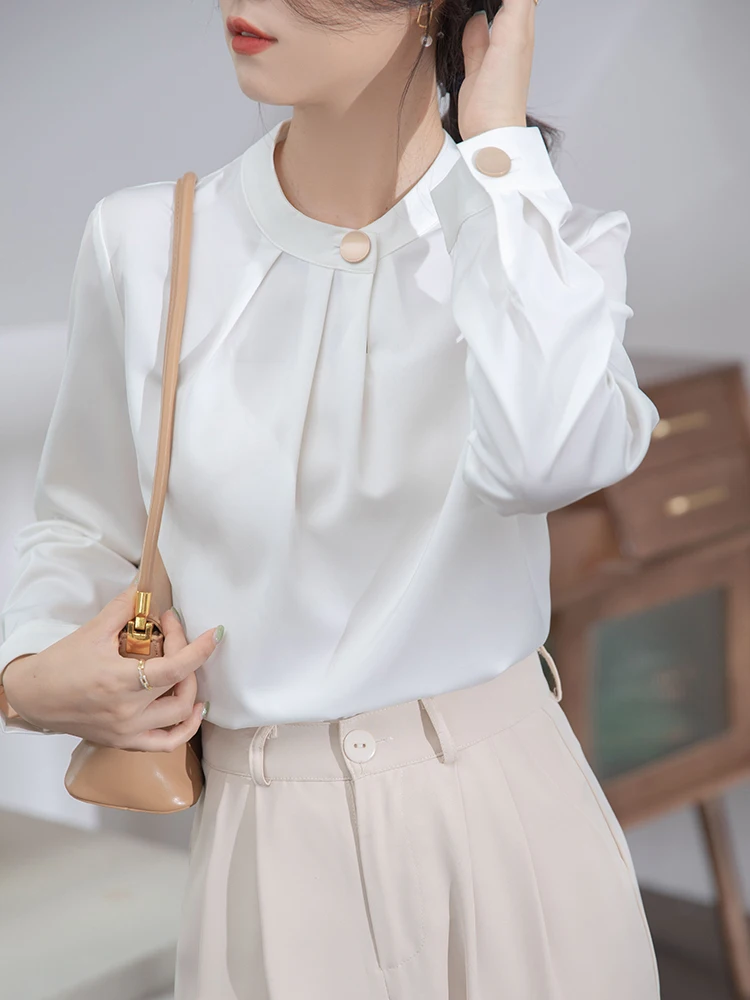 

QOERLIN Autumn Women Long Sleeve White Blouse Shirt Tops Women Long Sleeve Chiffon Blouse Women Blusas Mujer De Moda 2023 Blouse