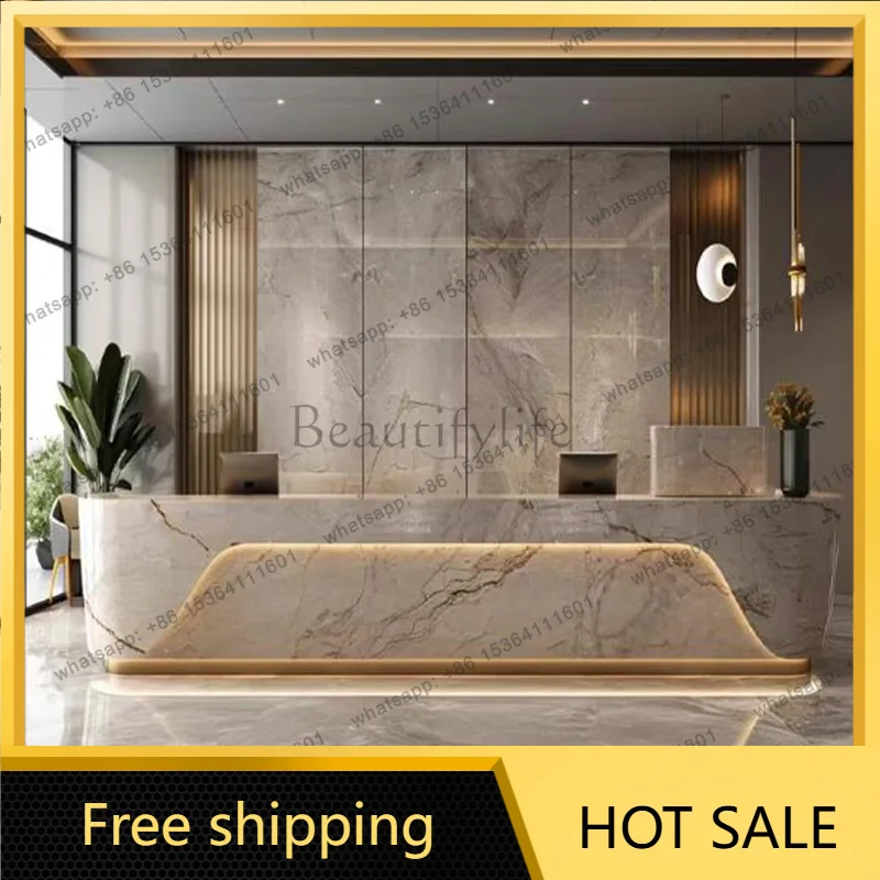 Best Sellers Display Welcome Reception Desks Industrial Drawer Luxury Unique Reception Desks Beauty Hotel Mostrador Commercial F