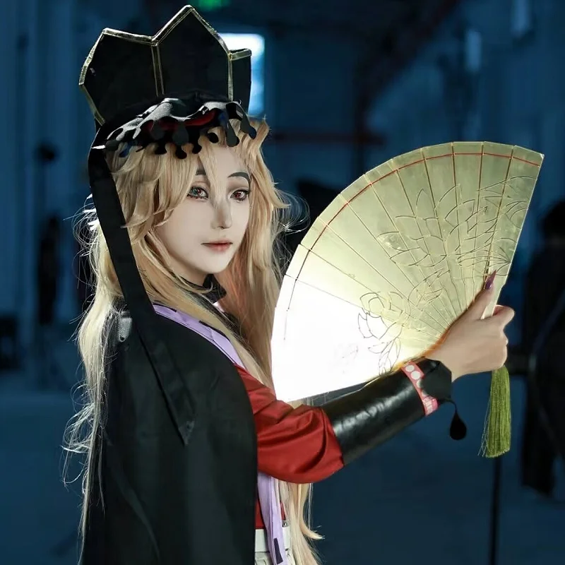 

Demon Slayer Douma Cosplay Folding Fan Kimetsu No Yaiba Doma Upper Rank Two Swordsmith Village Arc Men Prop Collectible Party