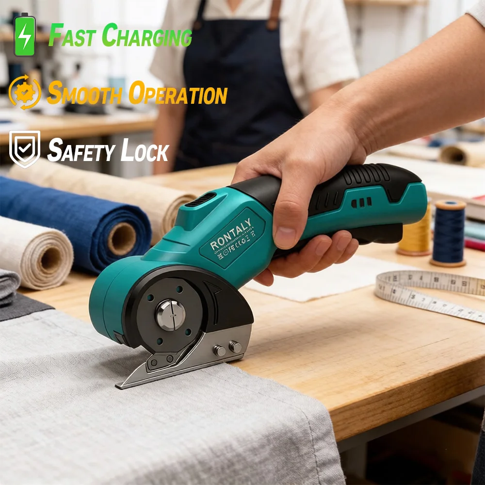 Cordless Electric Scissors USB Rechargeable with LED Light Portable Fabric Leather Carpet Cardboard Cutting Tool for DIY Craft