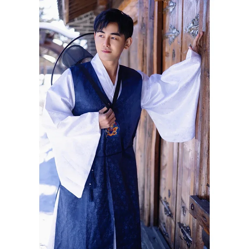 زي زفاف من الساتان على الطراز الكوري التقليدي للرجال ، ملابس الهانبوك الشعبية ، بدلة تأثيري ، طقم رقص ، جودة عالية ، 3 من الساتان