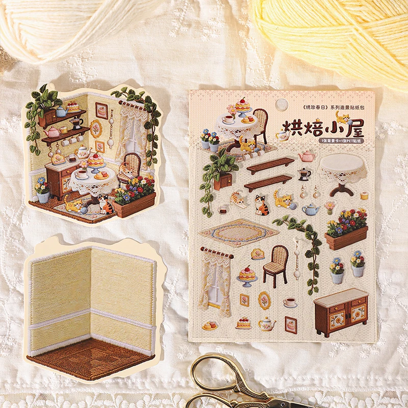 Journal GO Creative 3D Scenes Cartoon Landscape Stickers Spring diy Sticker for Gift  Card Collage Junk Journal Scrapbook Decor - view 4