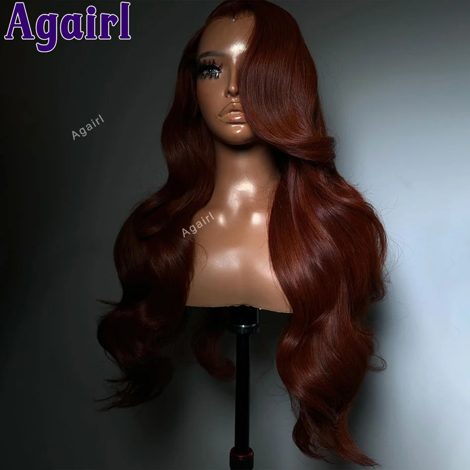 Ginger Reddish Brown Colored Body Wave Lace Front Human Hair Wigs Pre Plucked 13x6 13X4 Transparent Lace Frontal Wigs For Women