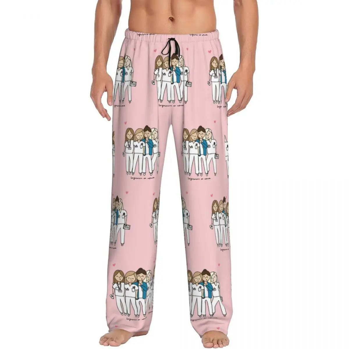 Custom Enfermera En Apuros Doctor Nurse Medical Health Pajama Pants Sleepwear Men Elastic Waistband Sleep Bottoms with Pockets