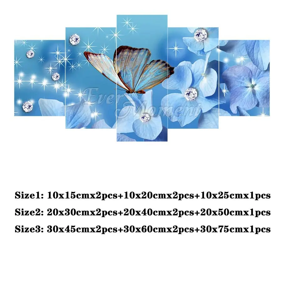 Ever Moment Diamond Painting Blue Butterfly Flower Full Square Resin Drill Wall Decoration Multi-picture Paint By Diamond 1M004