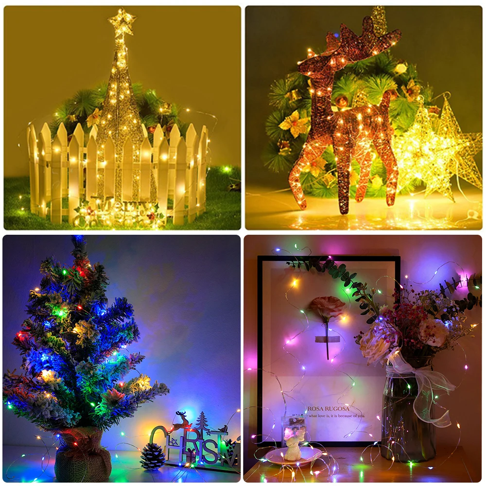 2M 3M 5M 10M Copper Wire LED String Lights Fairy Garland Light Battery Powered For Christmas Wedding Party Decoration Lighting