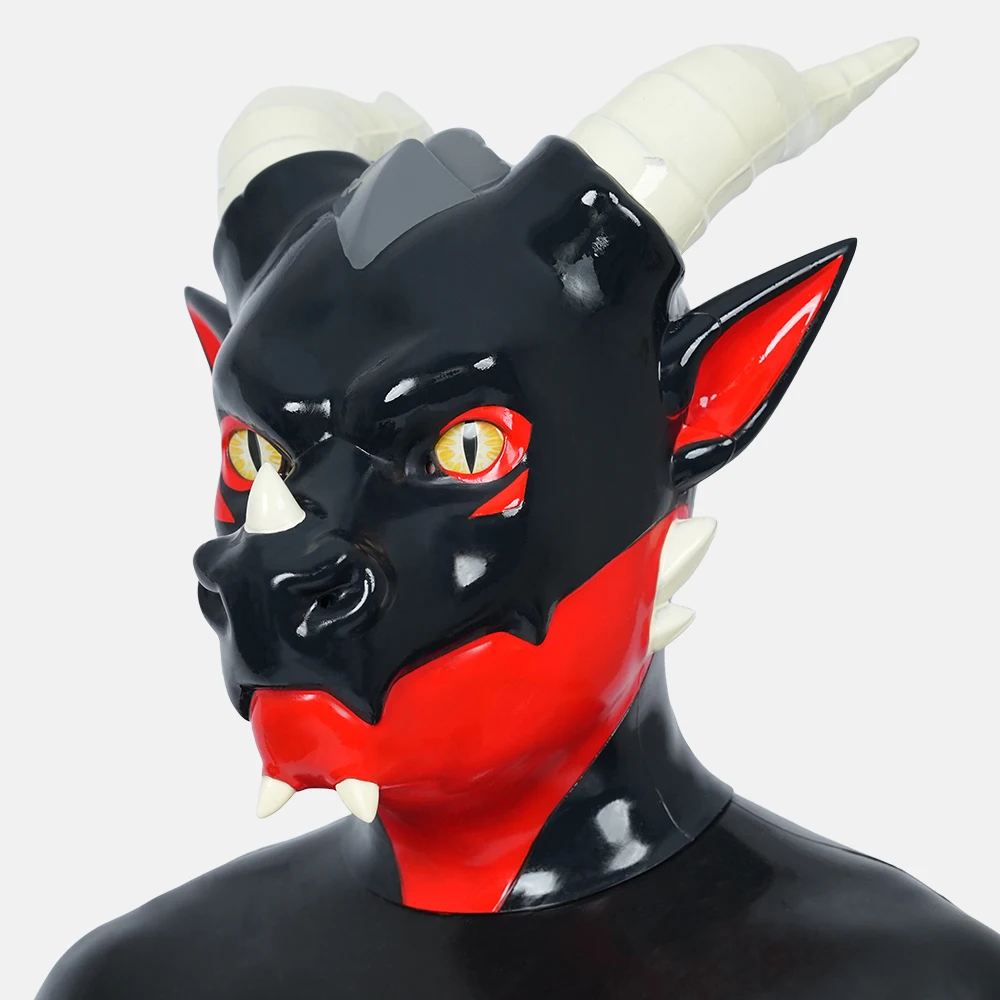 Furrjoi Silicone Volcano Dragon Hood 11 Colors Available Full Head Mask for Cosplay Costumes Furry Lover Handmade