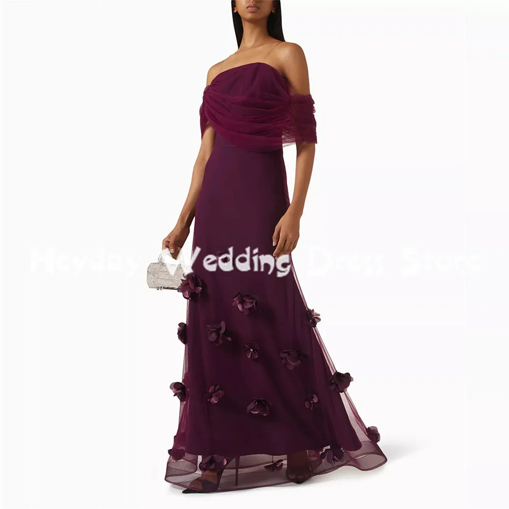 

Heyday Women's Strapless Mermaid 3D Flowers Draped Evening Dresses With Short Sleeves Floor-Length Formal Elegant Dresses 2025