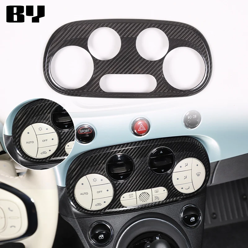 

Real Carbon Fiber for Fiat 500 2016+ Car Styling Car Air Conditioning Adjustment Switch Button Frame Sticker Car Accessories