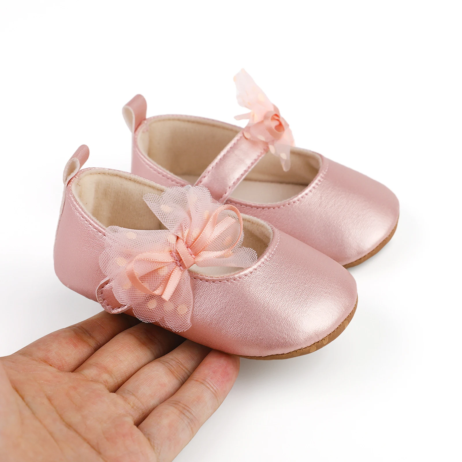 ma&baby 0-18M Baby Girl Shoes Newborn Infant Toddler Baby Princess Shoes Tulle Floare Pu Leather First Walkers