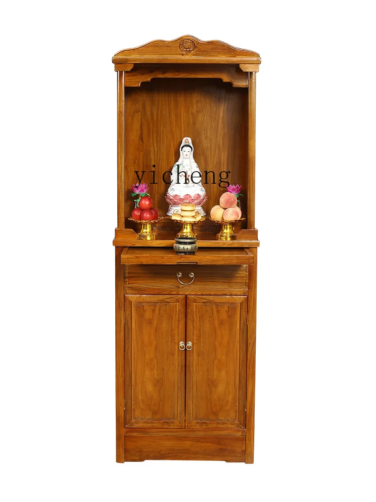 Tqh Luban Ruler Solid Wood New Chinese Simple Clothes Closet Shrine Home Altar Cabinet