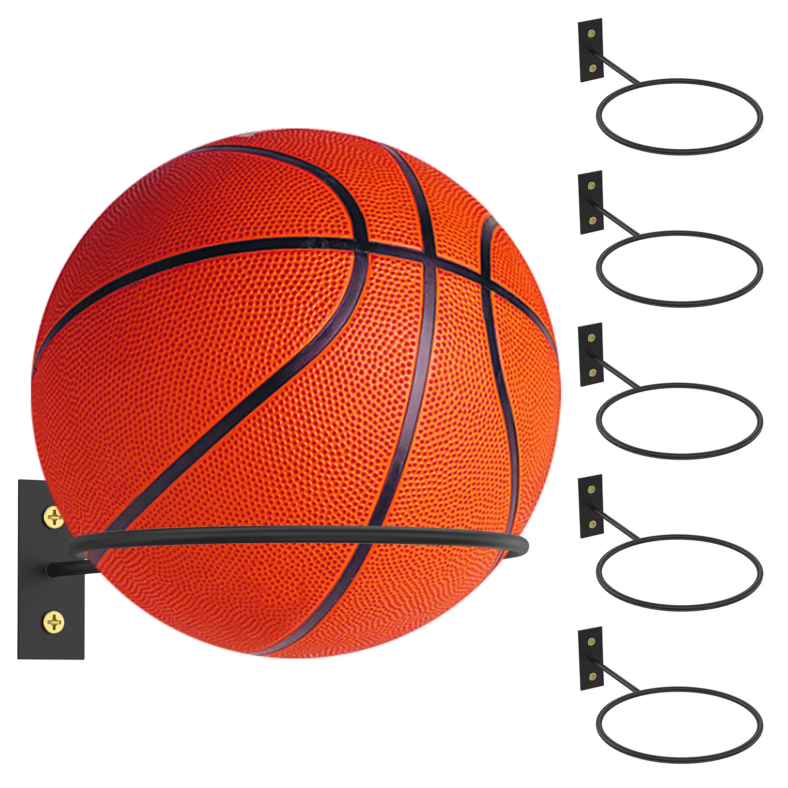 6Pcs Football Display Shelf Ball Holder Wall Mounted Basketball Storage Rack Living Room Decor Ball Rack Wall Storage Rack Stand view 6