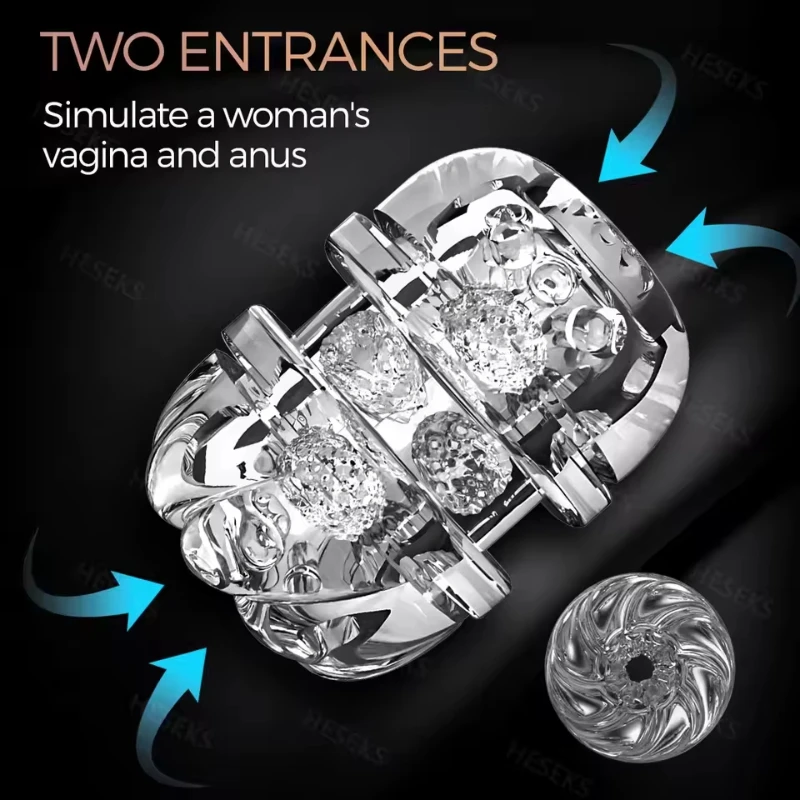 Double headed transparent Masturbation Sex Machines Realistic Vagina Real Pussy Blowjob Erotic Masturbators Cup Sex Toys for Men view 6