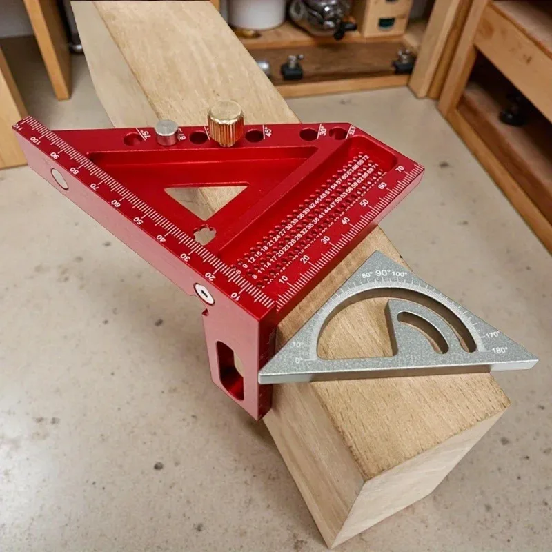 2 In1 ترقية مجموعة النجارة مع مربع وصغير مثلث زاوية تحديد المواقع دبوس متعدد زاوية المنقلة مثلث حاكم #3