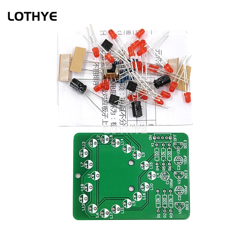 LED Cardioid Flow Water Flashing Light Kit Love Light Diy Electronic Production Kit Heart Shaped Lamp Kit Fun Welding Practice