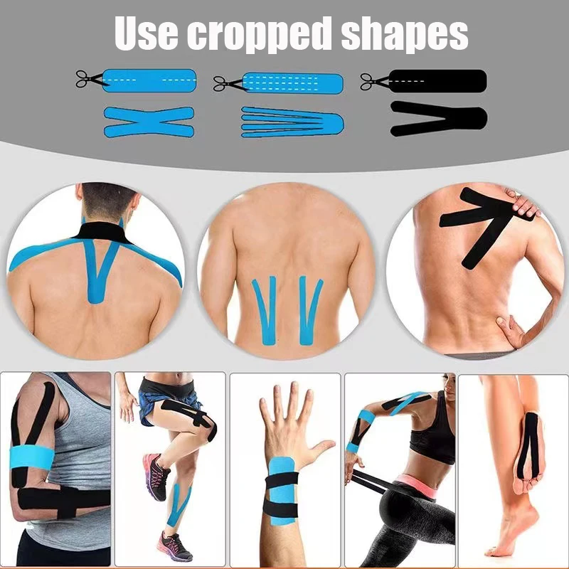 2023 New Kinesiology Tape Athletic Recovery Elastic Tape Kneepad Muscle Pain Relief Knee Pads Support for Gym Fitness Bandage