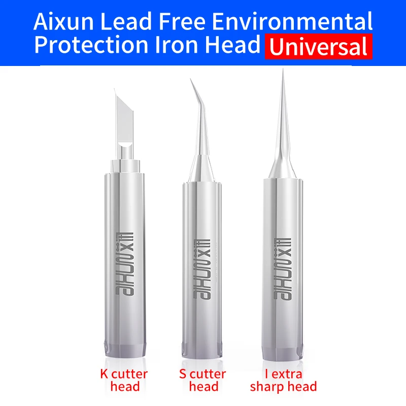 5Pcs AiXun 936 Lead Free Silver Soldering Iron Head Universal Version Replacement Parts For T3A Soldering Station Repair Tools