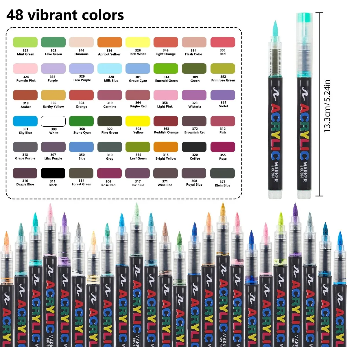 12-366 kleuren acrylmarker set waterdichte acryl penseelmarker professionele acrylverfmarker doe-het-zelf kunstbenodigdheden