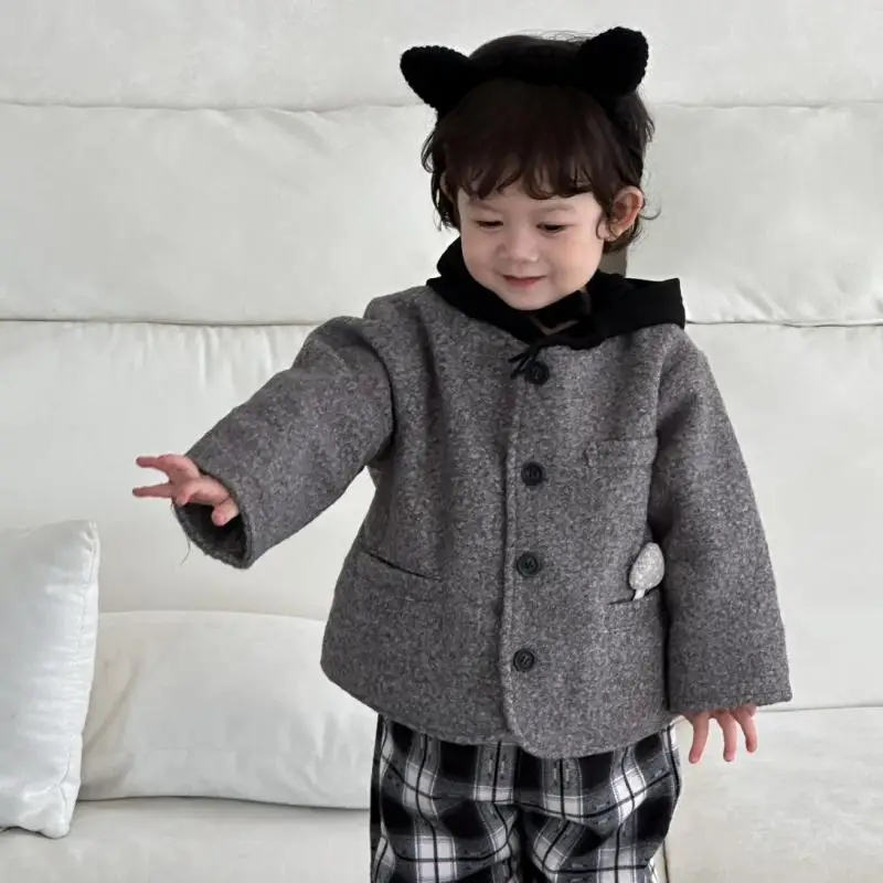 

2025 Winter New Baby Long Sleeve Warm Coat Plus Velvet Thick Infant Girls Warm Jacket Toddler Boys Casual Cardigan Kids Clothes