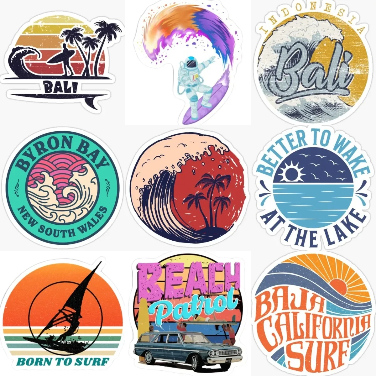 

Beach Vacation Surfing Creative Badge Sticker for Covered Scratch Decorate Car Truck Bicycle Laptop Camper Motorcycle Off-road
