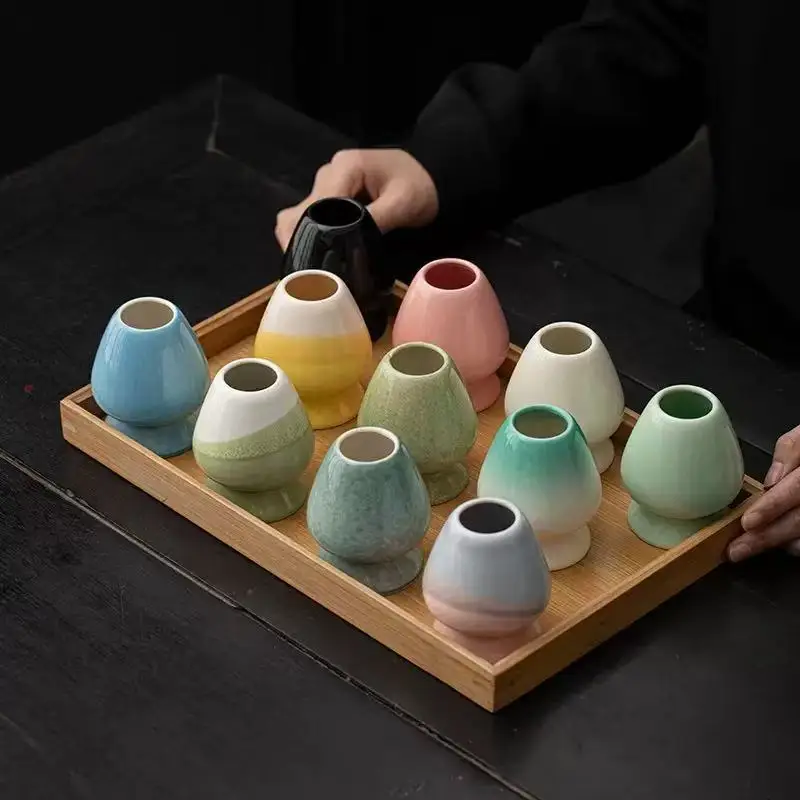 Soporte para batidor Matcha japonés, cuenco Matcha para ceremonia del té, soporte Chasen, cuenco de té de cerámica, soporte para batidor Matcha para cocina y comedor