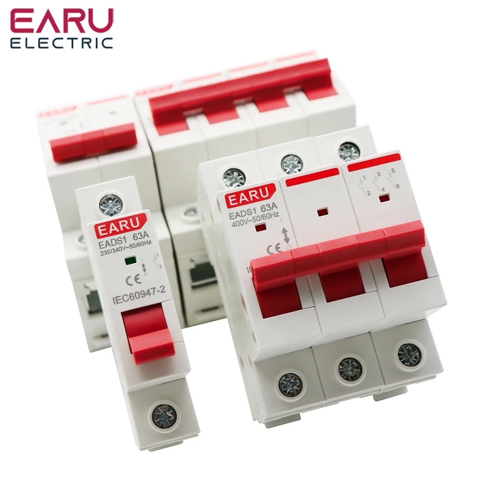 Din Rail 1P 2P 3P 4P 40A 63A 100A 125A Knife Main Switch Isolating Switch for Home Industrial Use Circuit Breaker AC 230V 400V