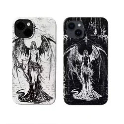 Luxury Demon Death Angel Soft Case protection for iPhone 16 15 13 12 11 14 Pro Max XS XR 16 7 8 Plus X SE Y2K style Coque