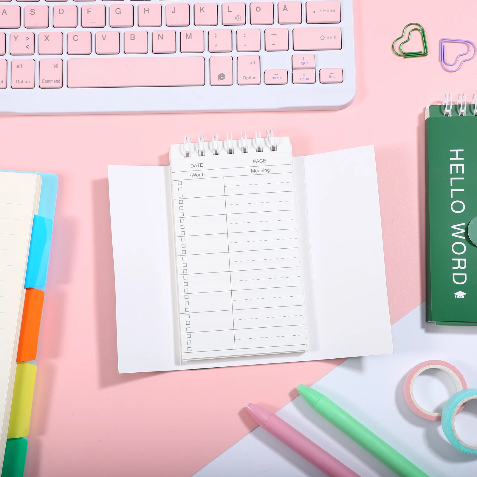 

3pcs Word Green Writing Notepad Students Vocabulary Journal Blank Pages Lightweight Portable School Travel