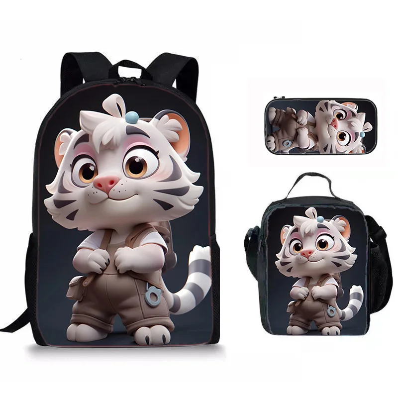 การ์ตูนยอดนิยมใหม่น่ารักแมวสุนัขม้า 3D พิมพ์ 3 ชิ้น/เซ็ตนักเรียนโรงเรียนกระเป๋าแล็ปท็อป Daypack กระเป๋าเป้สะพายหลังอาหารกลางวันกระเป๋าดินสอกรณี